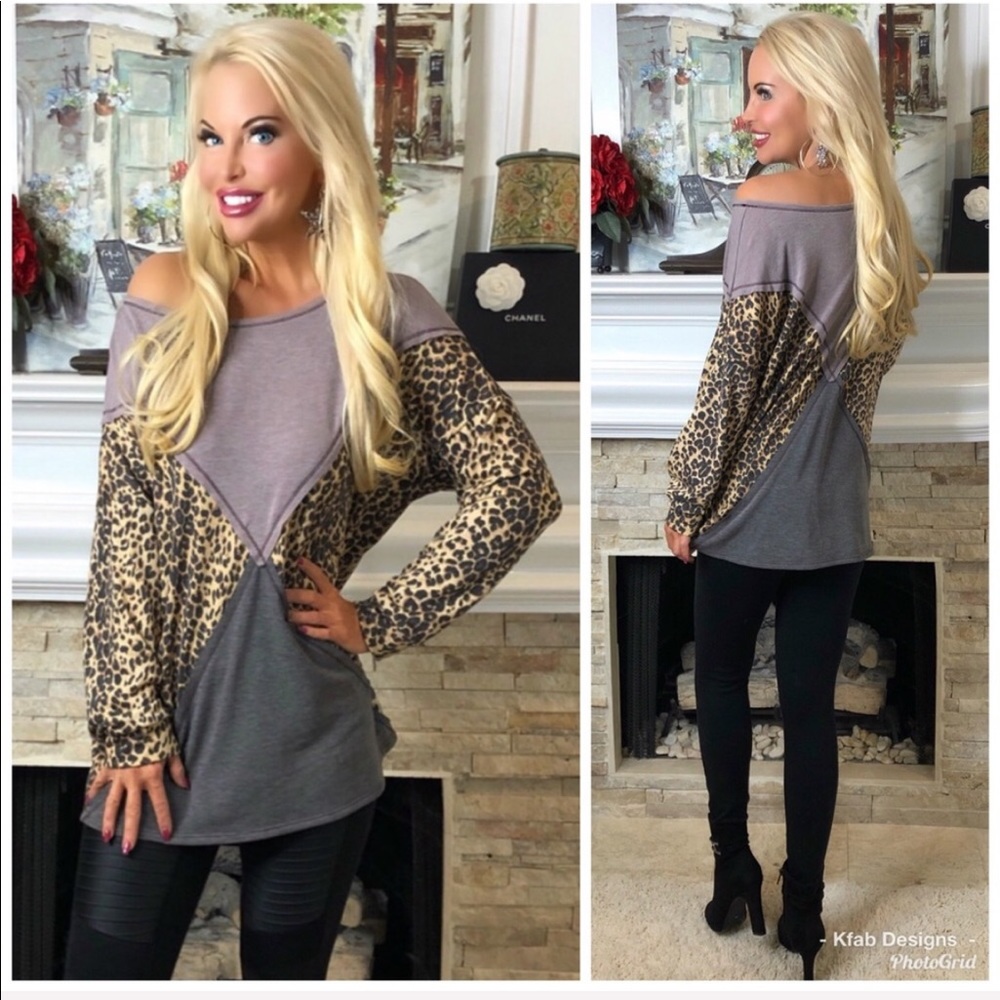 ❤️LAST 2! Animal Print Super Soft Color Block Top! - Picture 8 of 8